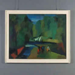 Peinture moderne signée Gian Rodolfo D'Accardi « Ride in the Woods » 1955