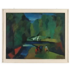 Peinture moderne signée Gian Rodolfo D'Accardi « Ride in the Woods » 1955