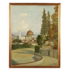 Peinture moderne signée Leonardo Stroppa, vue de Florence '900