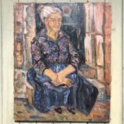 Peinture naive portrait de femme
