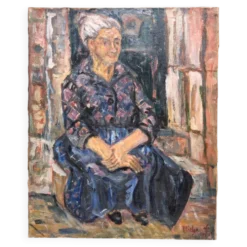 Peinture naive portrait de femme