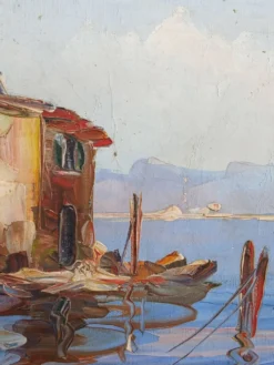 Peinture port de pêche Méditerranéen