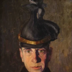 Peinture Portrait d'un soldat signé Vass E. et daté 1915