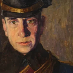 Peinture Portrait d'un soldat signé Vass E. et daté 1915
