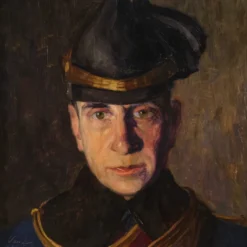 Peinture Portrait d'un soldat signé Vass E. et daté 1915