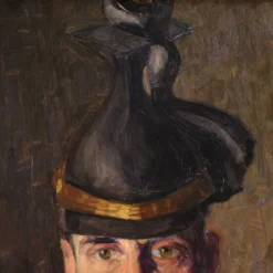Peinture Portrait d'un soldat signé Vass E. et daté 1915