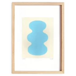 Peinture sur papier bleu clair illustration abstraite signée Eawy