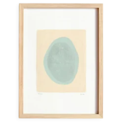 Peinture sur papier "Galet" bleu glacier signée Eawy