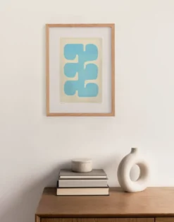 Peinture sur papier illustration abstraite -Era- bleu azur signée eawy