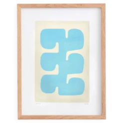 Peinture sur papier illustration abstraite -Era- bleu azur signée eawy