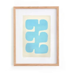 Peinture sur papier illustration abstraite -Era- bleu azur signée eawy