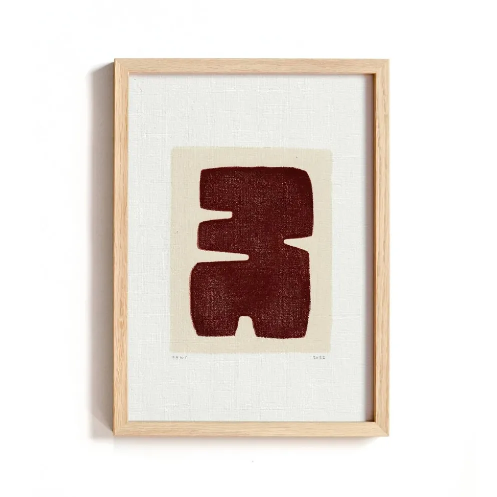Peinture sur papier "Maori" marron signée eawy