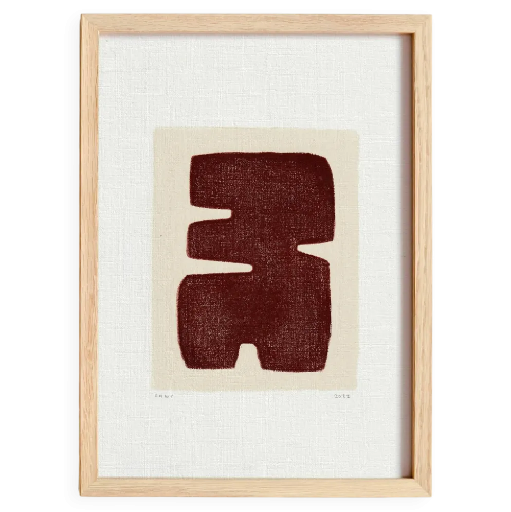 Peinture sur papier "Maori" marron signée eawy