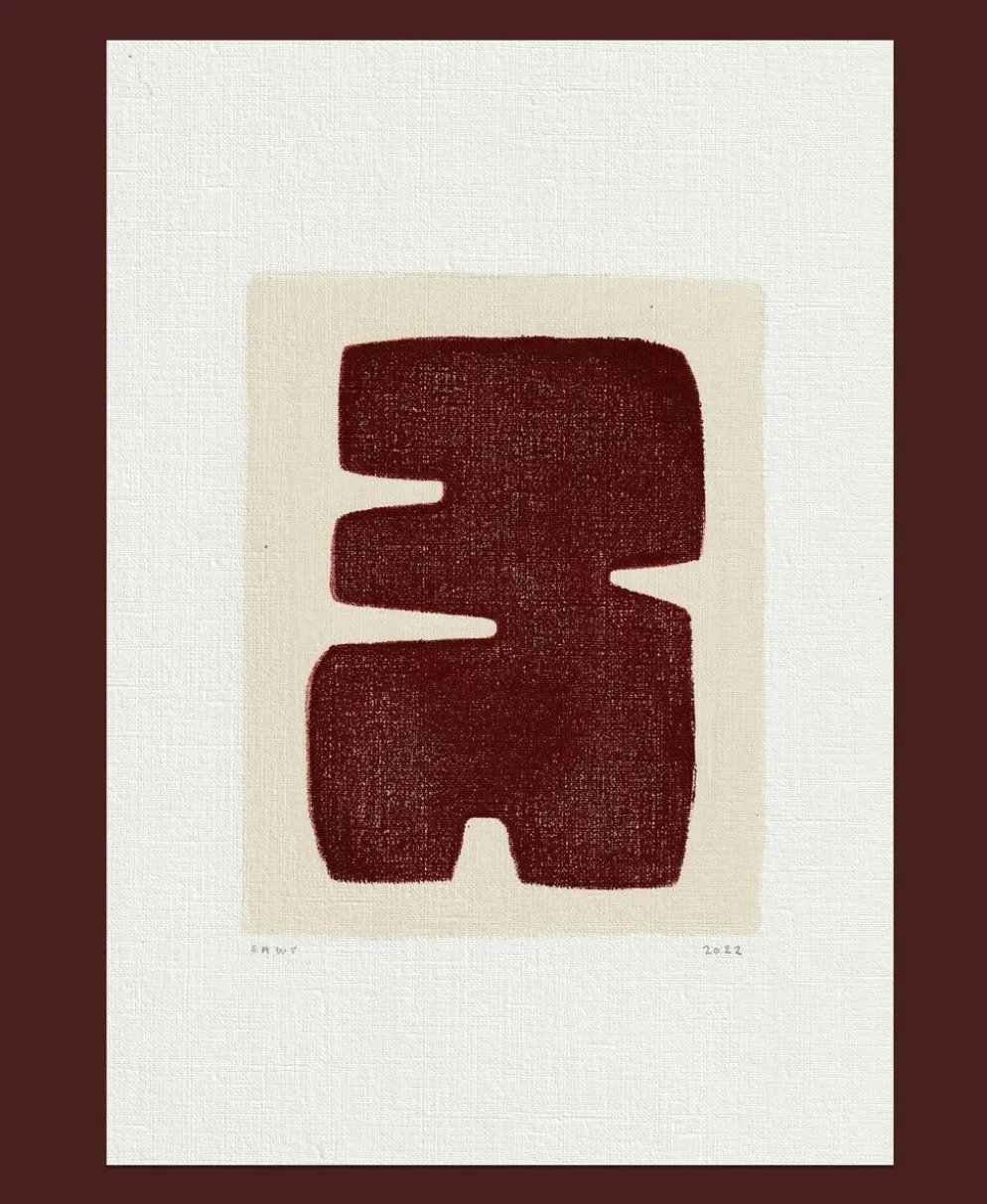 Peinture sur papier "Maori" marron signée eawy