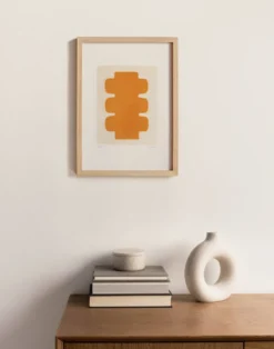 Peinture sur papier "NUX" jaune safran signée Eawy