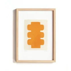 Peinture sur papier "NUX" jaune safran signée Eawy