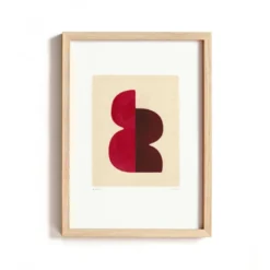 Peinture sur papier rose et marron signée eawy
