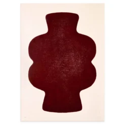 Peinture sur papier rouge cerise signée Eawy
