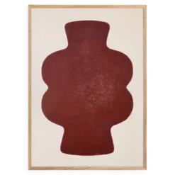 Peinture sur papier rouge cerise signée Eawy