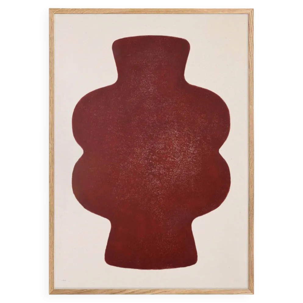 Peinture sur papier rouge cerise signée Eawy