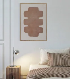 Peinture sur papier terracotta signée Eawy