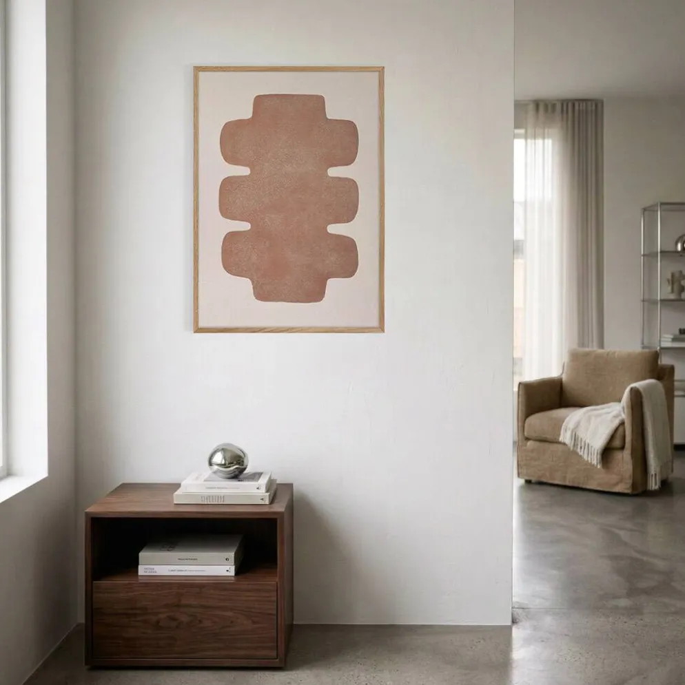 Peinture sur papier terracotta signée Eawy