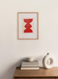 Peinture sur papier "Totem" rouge signée Eawy
