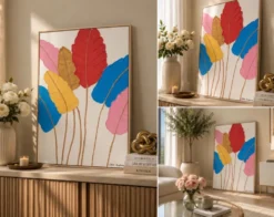 Peinture texturée "Life Splashes" faite à la main 60x80cm signée avec cadre