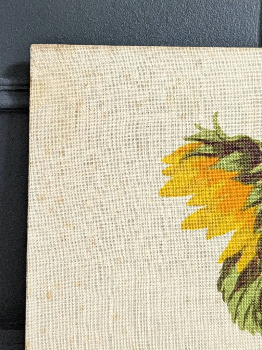 Peinture vintage sur lin''Les Tournesols'' par Irmgard Gutsche 60'/70'