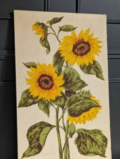 Peinture vintage sur lin''Les Tournesols'' par Irmgard Gutsche 60'/70'