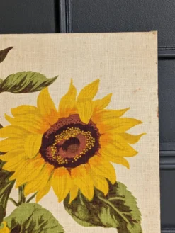 Peinture vintage sur lin''Les Tournesols'' par Irmgard Gutsche 60'/70'