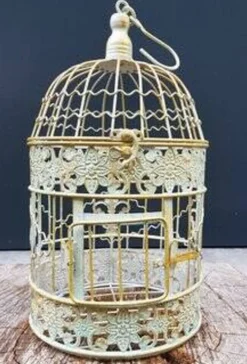 Petite cage à oiseaux ronde classique en fer forgé