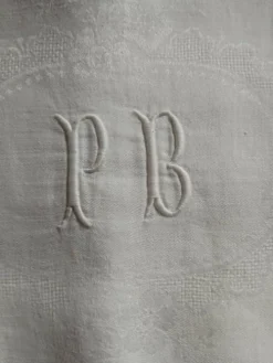 3 petites nappes anciennes initiales brodées PB