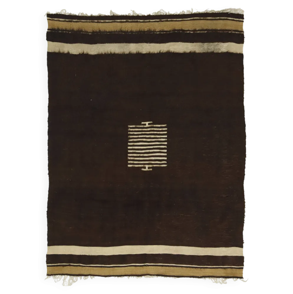 Petit Kilim Anatolien Vintage Marron et Beige 165 x 128 cm