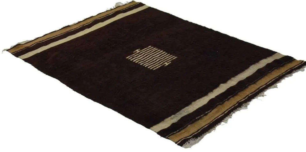 Petit Kilim Anatolien Vintage Marron et Beige 165 x 128 cm