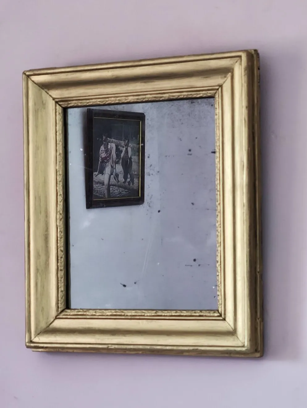 Petit miroir art déco cadre doré