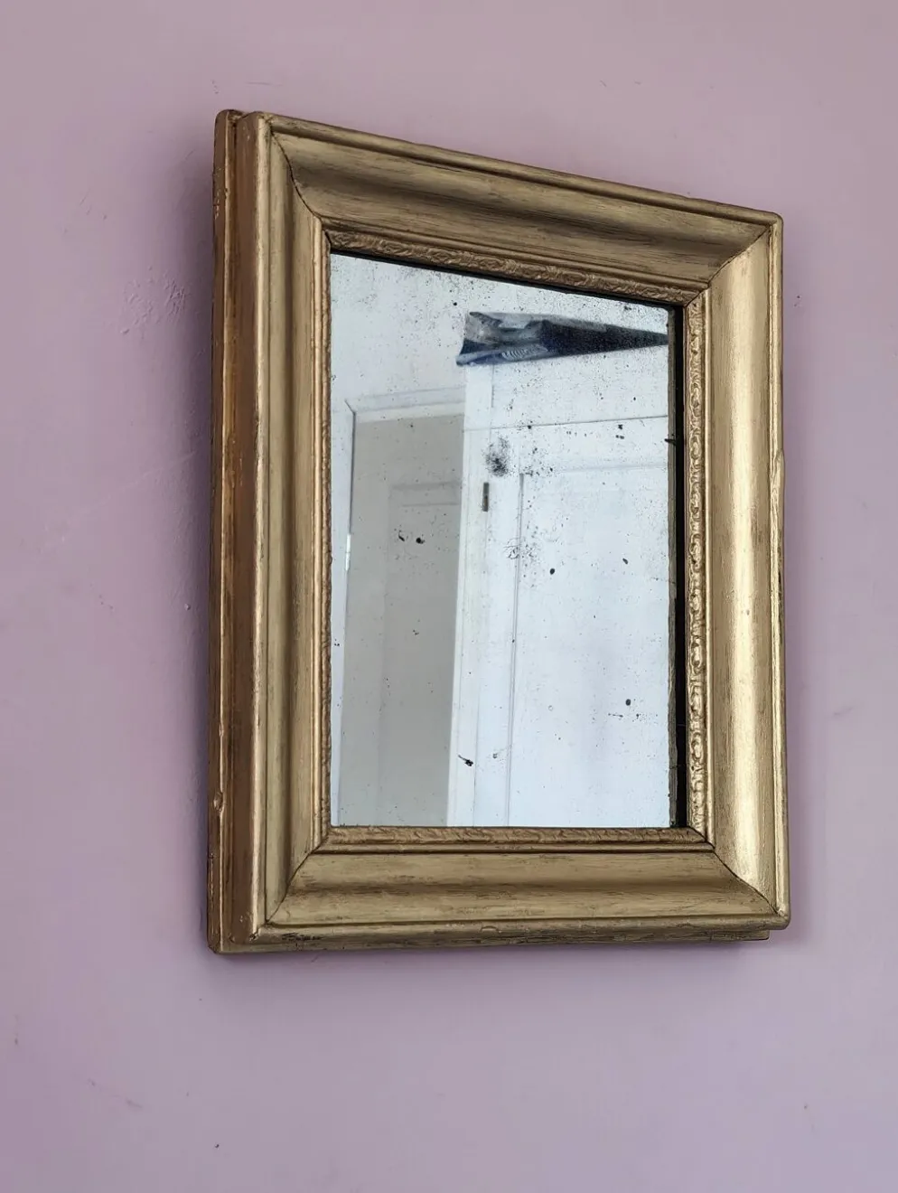 Petit miroir art déco cadre doré