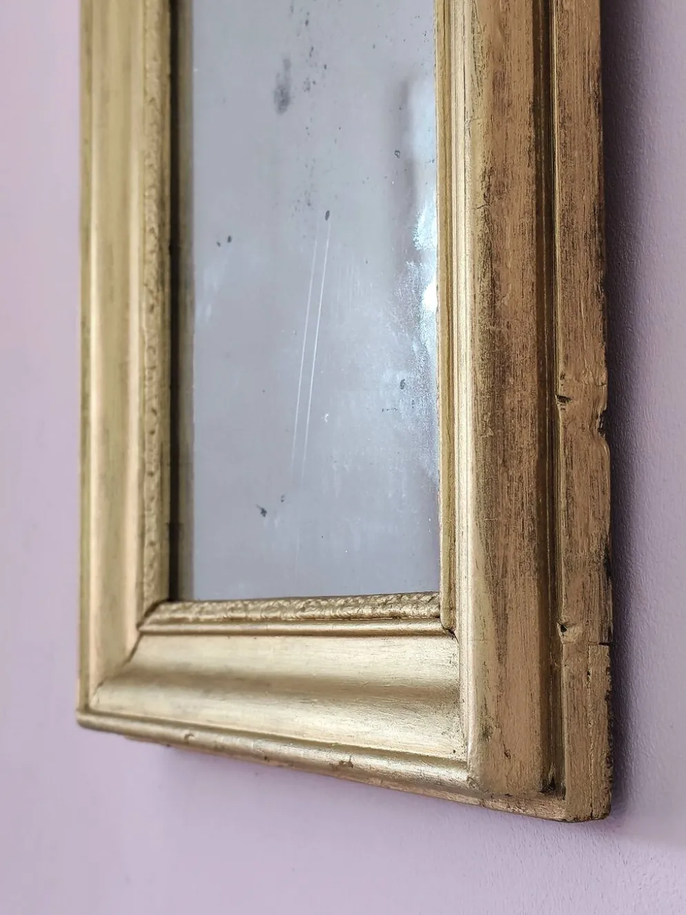 Petit miroir art déco cadre doré