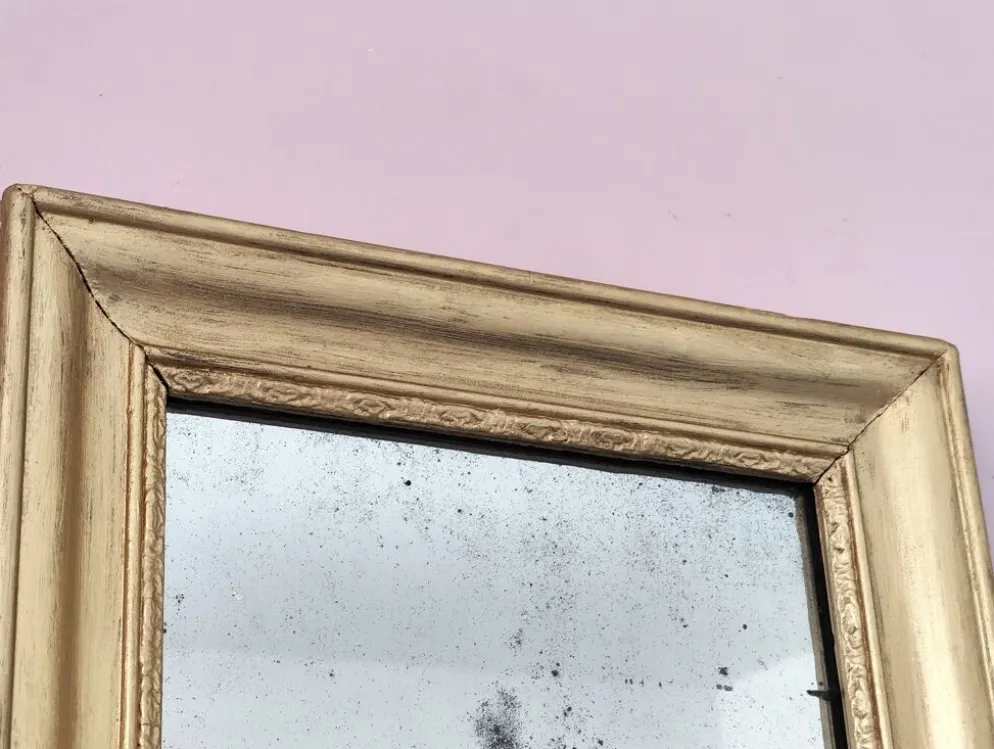 Petit miroir art déco cadre doré