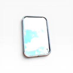 Petit miroir barbier vintage chromé 10×15 dos rouge