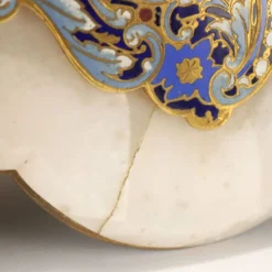 Petit miroir de table ancien champlévé et bronze doré XIX-XX siècle