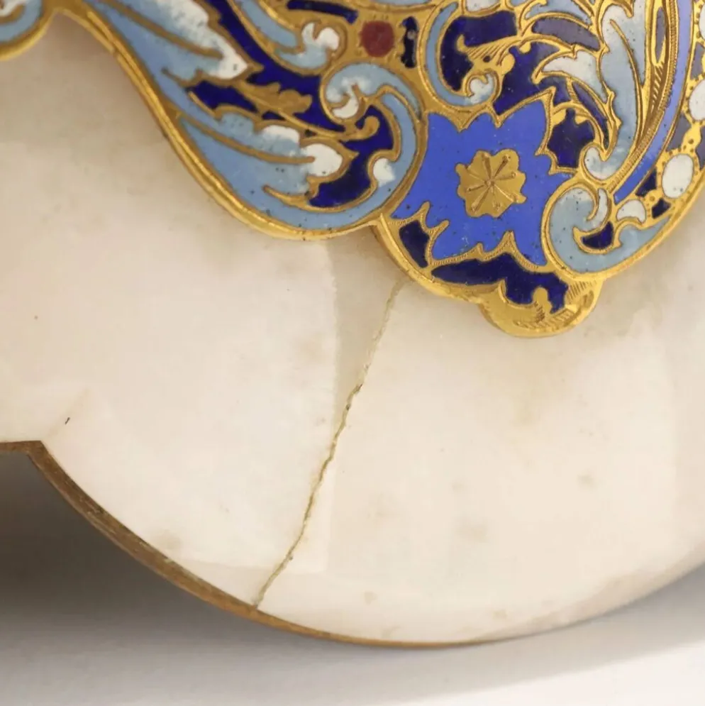 Petit miroir de table ancien champlévé et bronze doré XIX-XX siècle