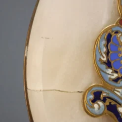Petit miroir de table ancien champlévé et bronze doré XIX-XX siècle