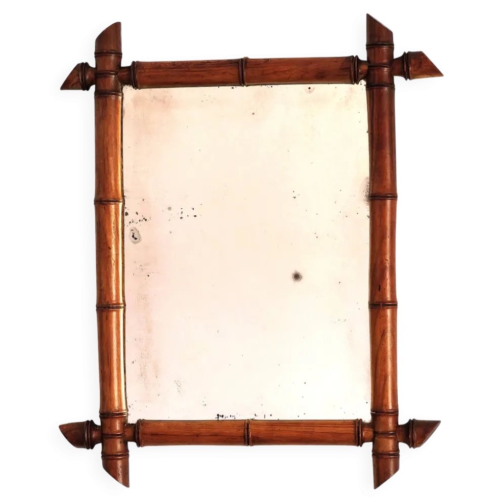 Petit miroir en bambou ancien