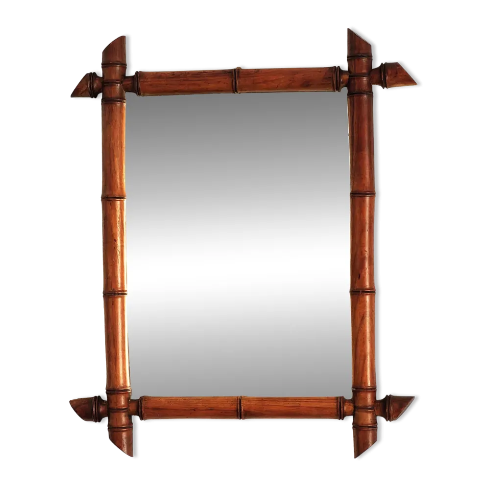 Petit miroir en bambou ancien