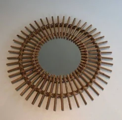 Petit miroir en rotin
