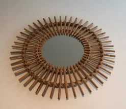 Petit miroir en rotin