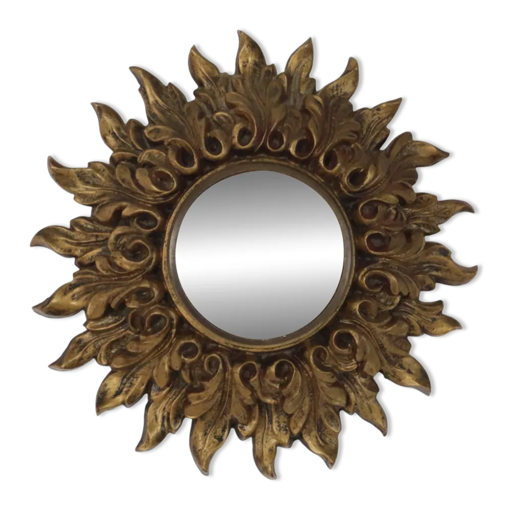 Petit miroir ensoleillé italien, style rococo, 24 cm