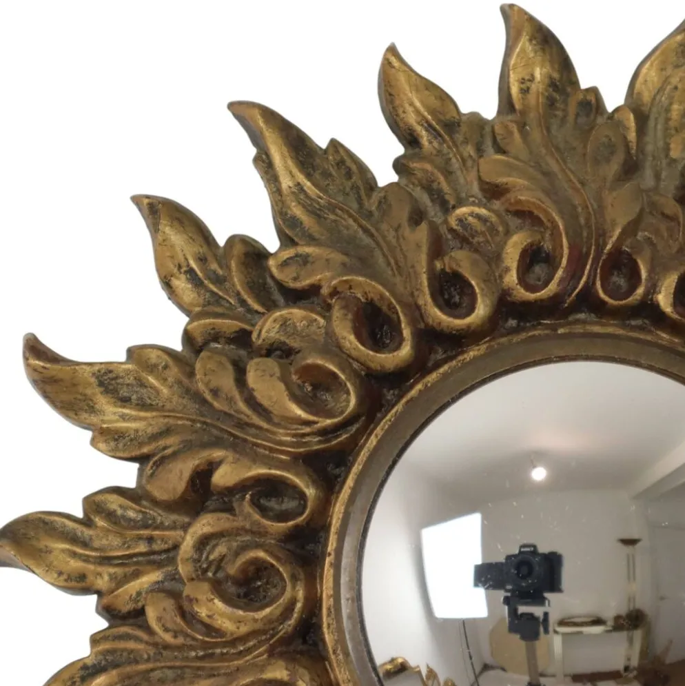Petit miroir ensoleillé italien, style rococo, 24 cm