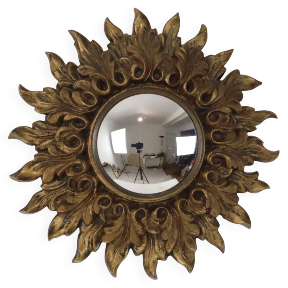 Petit miroir ensoleillé italien, style rococo, 24 cm